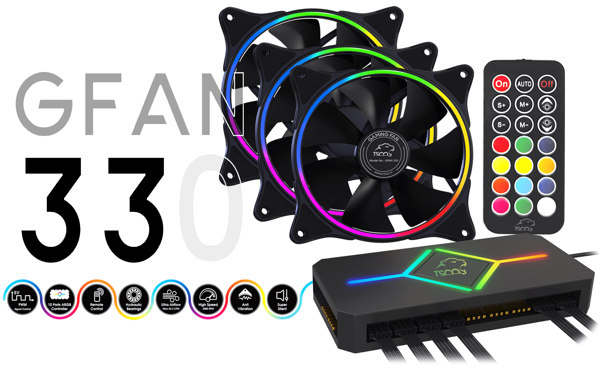 فن کیس گیمینگ تسکو مدل GFAN 330