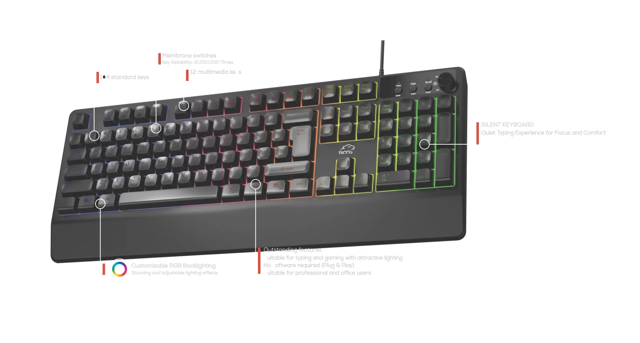 کیبورد گیمینگ تسکو گیم مدل GK 8310 1 کیبورد گیمینگ تسکو GK-8310