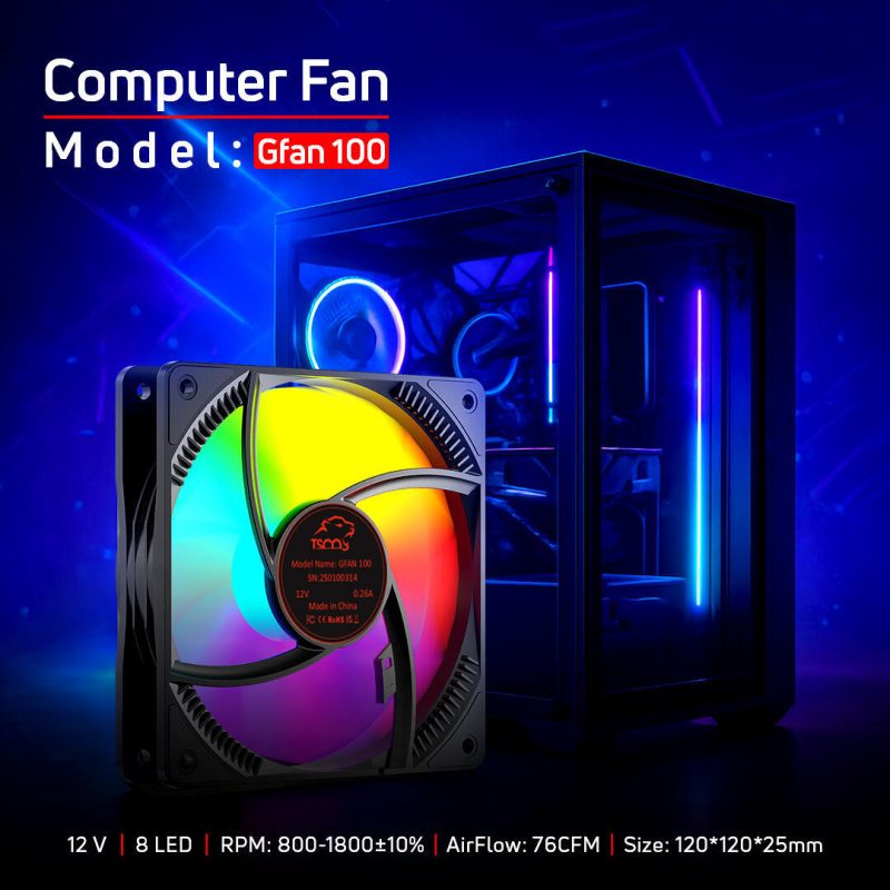 فن کیس گیمینگ تسکوگیم مدل Skadi Storm (GFan 100) 10 فن کیس گیمینگ gfan 100